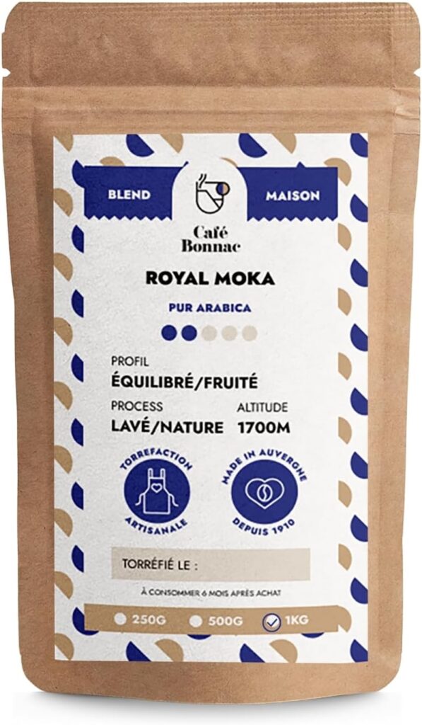 Café Bonnac présente son Royal Moka Blend : un café 100% Arabica avec des notes de cacao et de fruits rouges.