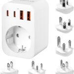 Universal Plug Adapter Kit avec USB-A/Type-C pour UK, USA, Australie et Japon