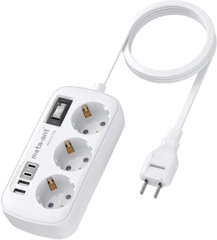 Adaptateur Japonais 7 en 1 : 3 Prises et 4 USB pour Chargeur Rapide avec Câble de 1,5 M