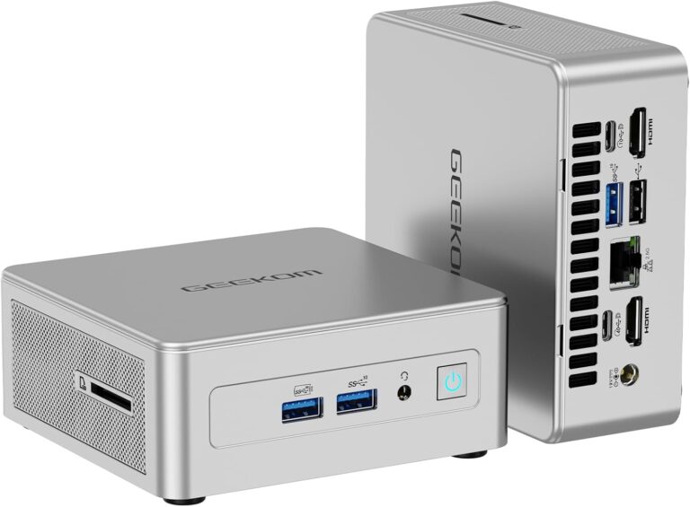 GEEKOM AE7 Mini PC : AMD Ryzen 9 7940HS, 32GB DDR5, 1TB SSD, conçu pour divers usages professionnels.