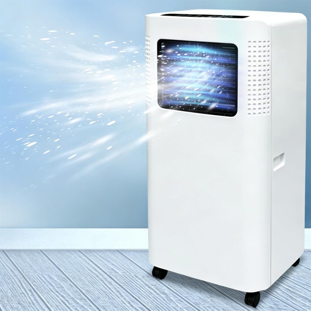 Climatiseur portable 8000 BTU 4-en-1 pour pièces de 28 m² avec mode nuit et minuterie