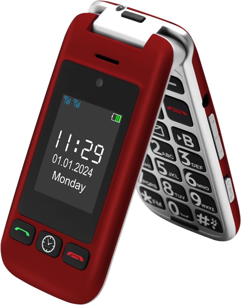 Artfone G6 Red : Mobile senior 4G déverrouillé avec bouton SOS et double écran.