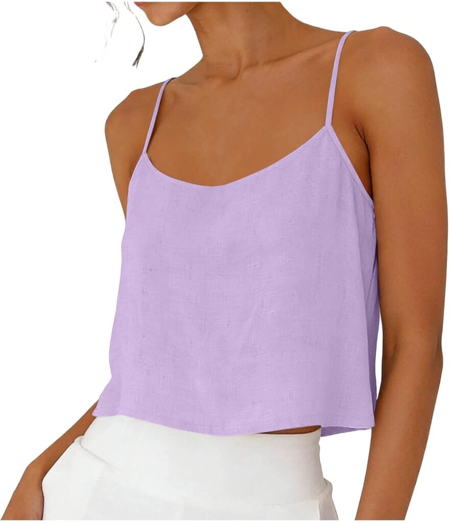 Fournitures vestimentaires : Tops sans manches en coton et lin pour femmes en tailles S à XXL