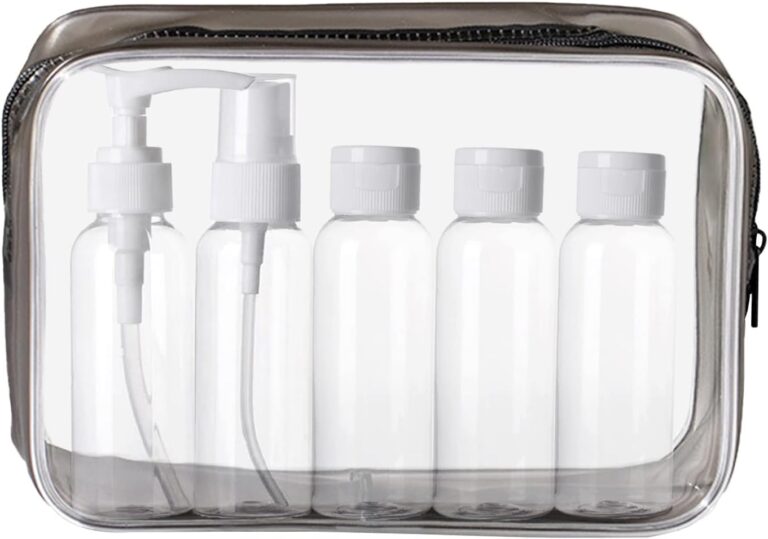 Kit de bouteilles cosmétiques transparentes 100 ml pour avion, étanches et rechargeables