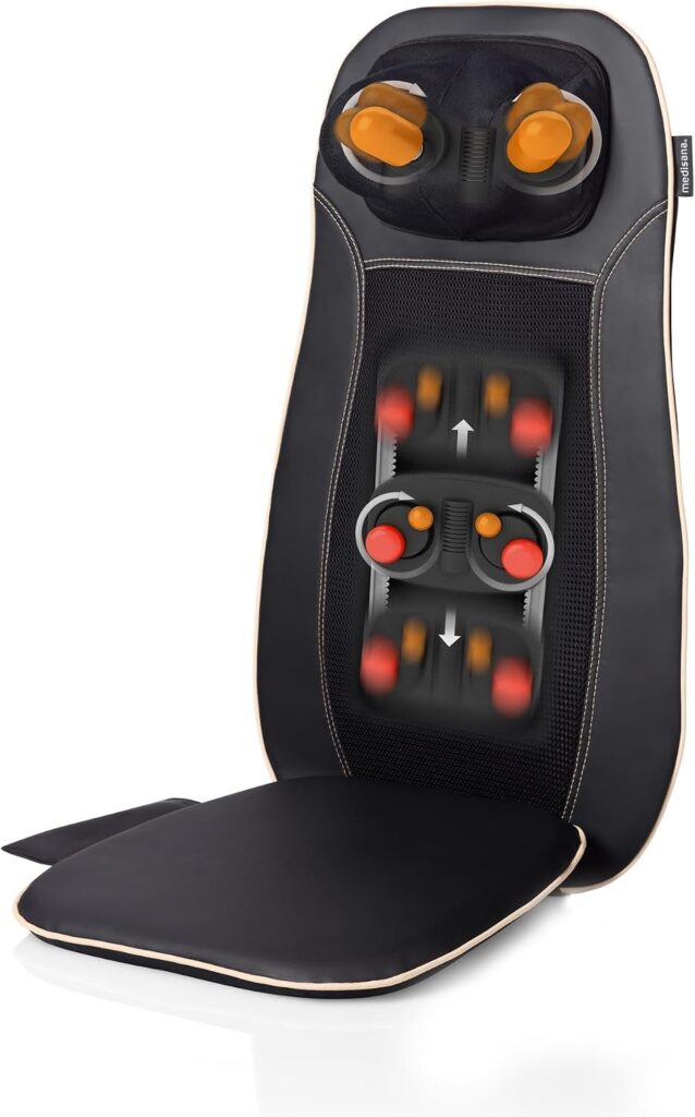 Medisana MCN : siège de massage shiatsu pour le dos, le cou et les épaules disponible en Europe.