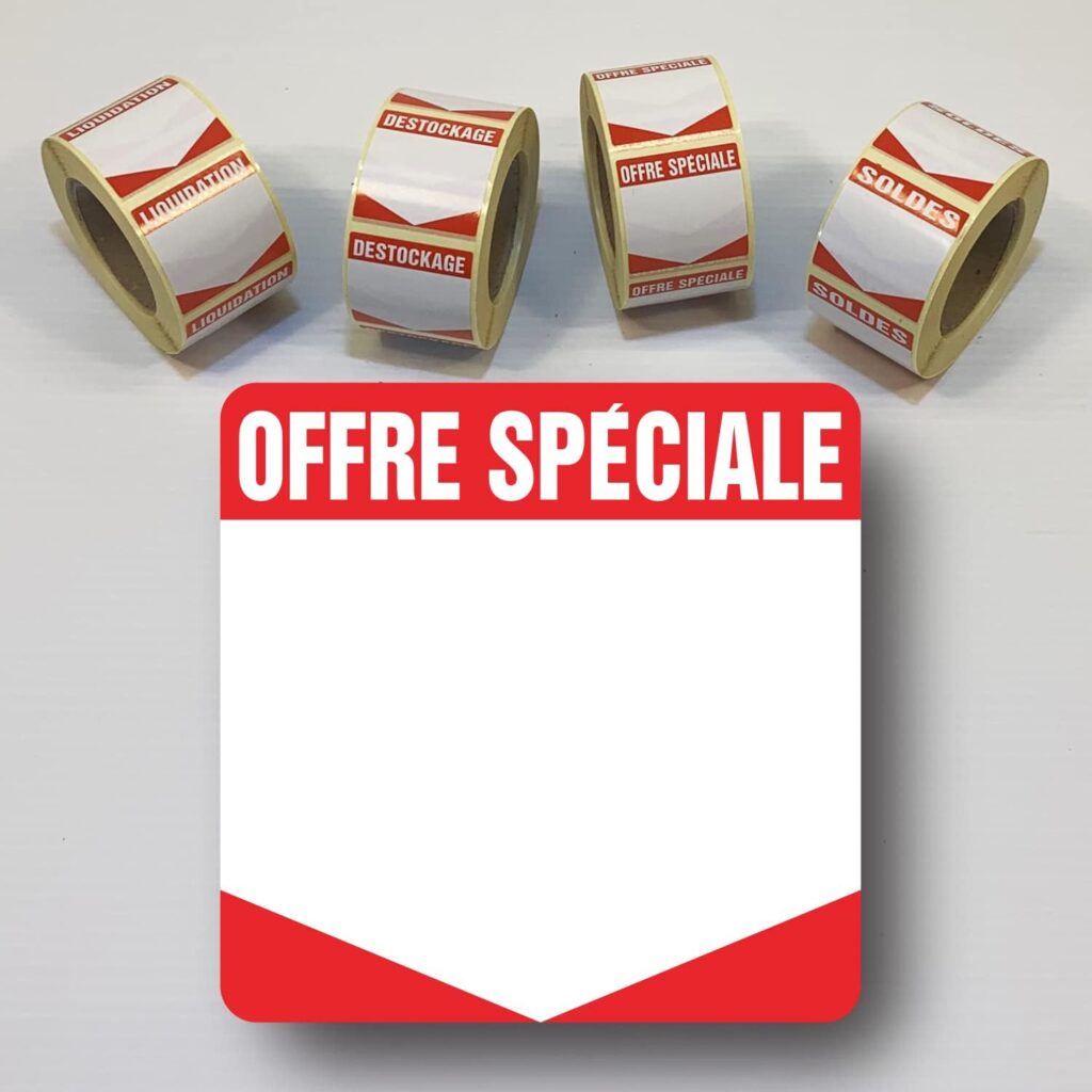 Roll of 500 Self-Adhesive Glossy Labels 35 x 35 mm Disponibles en Offre Spéciale