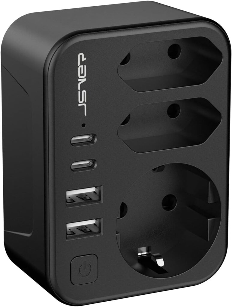 Adaptateur de voyage JSVER 7 en 1 pour États-Unis, Canada et Mexique avec 4 ports USB