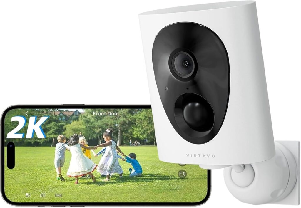 Caméra de Surveillance Extérieure WiFi 2K avec Détecteur de Mouvement et Vision Nocturne