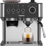 Tornado TCM-5431-GS : Machine à expresso semi-automatique avec broyeur intégré et capacité de 2,3 L.