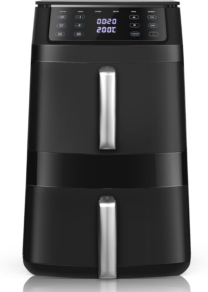 TopStrong Air Fryer XXL 11L : Friteuse à air à deux compartiments de 2500W, sans huile.