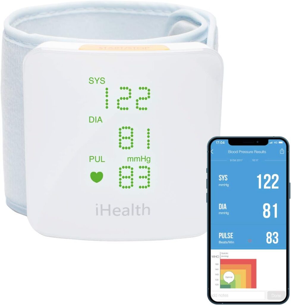 iHealth View : Moniteur de pression artérielle au poignet avec Bluetooth et affichage LED