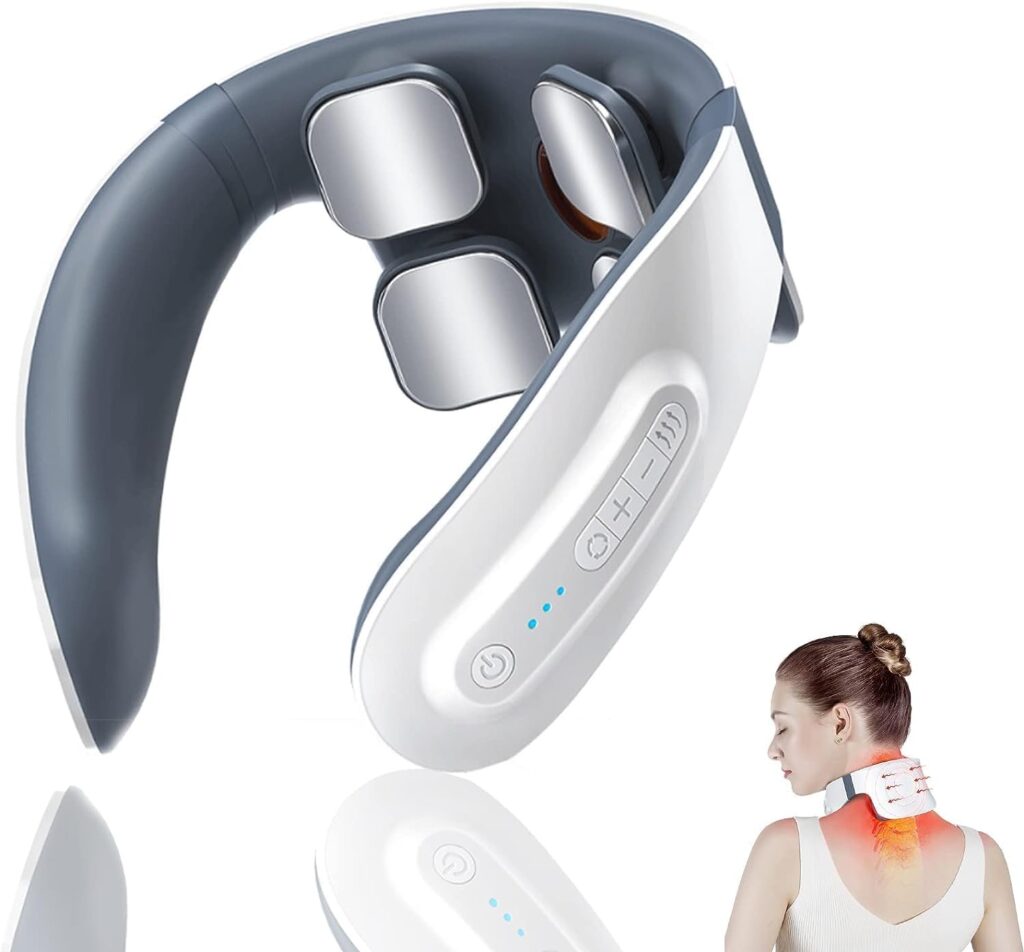 Massager cervical électrique à 6 modes et 18 niveaux d’intensité pour un usage au bureau.