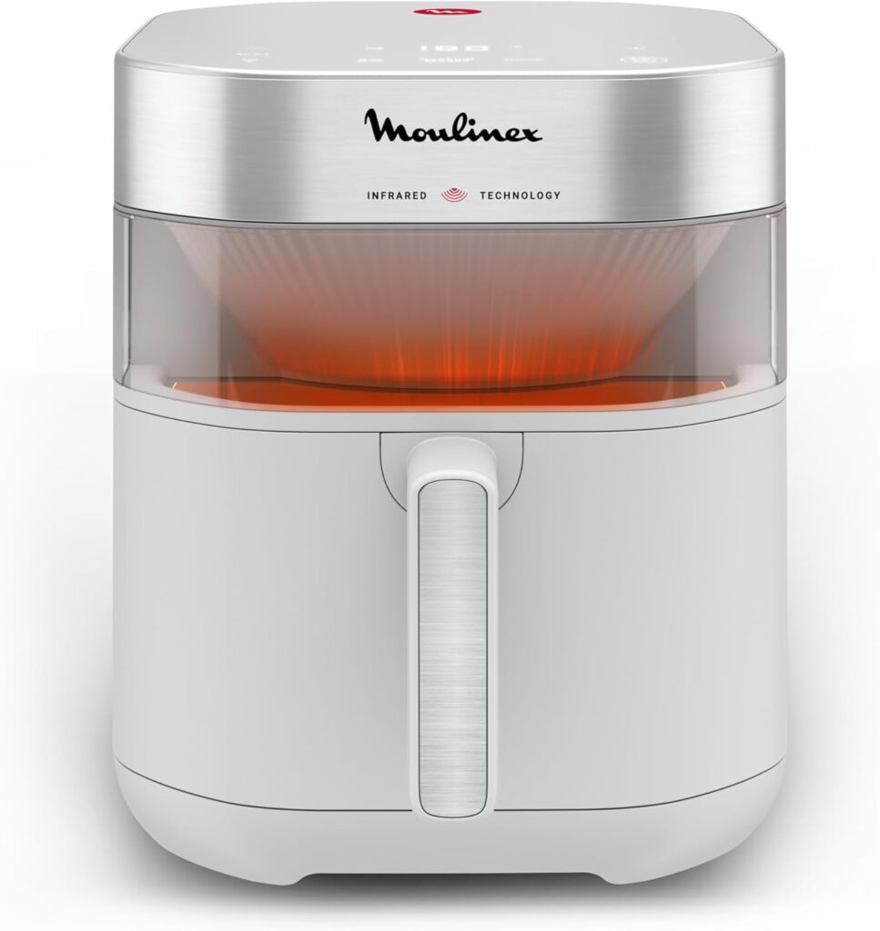 Moulinex présente la friteuse à air Easy Fry Nube de 7 litres avec cuisson infrarouge pour 8 personnes.