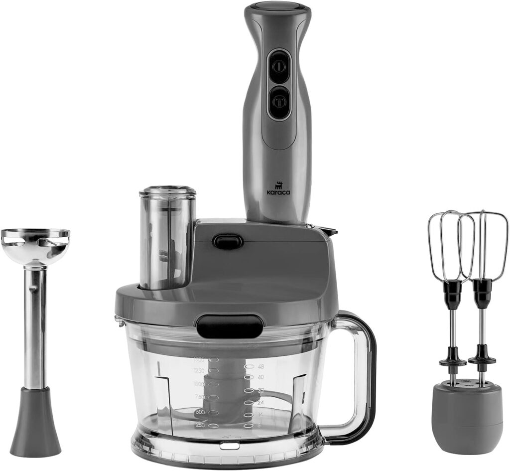 Karaca Pro-Multimax : Robot culinaire 2000 Watts avec bol de 800 ml et usages variés.