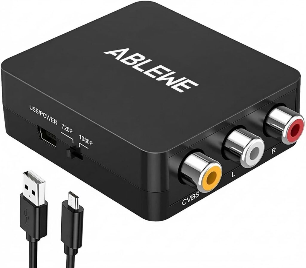 Adaptateur ABLEWE RCA vers HDMI prenant en charge la vidéo 1080P pour PC et consoles de jeux.