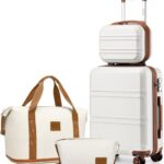 Kono présente un ensemble de 4 valises rigides de cabine à 55 cm, couleur crème.