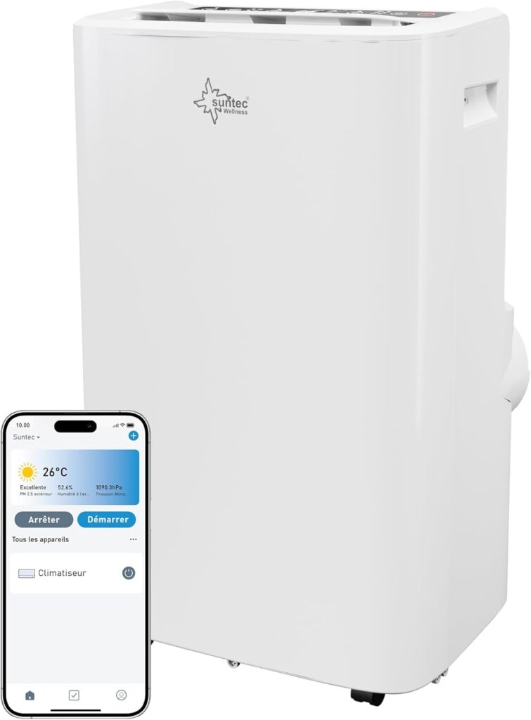 Suntec Coolfixx 16000 BTU : climatiseur mobile silencieux avec contrôle via application pour pièces jusqu’à 70 m²