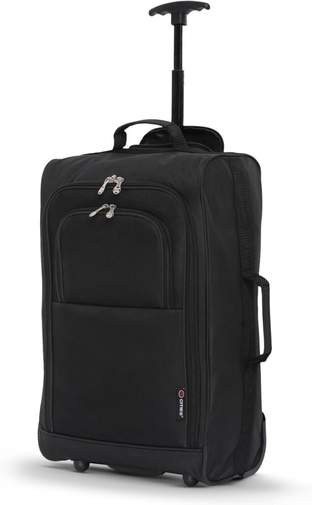 Approbation du bagage à main Valencia Collection Cabin de 55 cm, 42 L, noir pour les voyages.