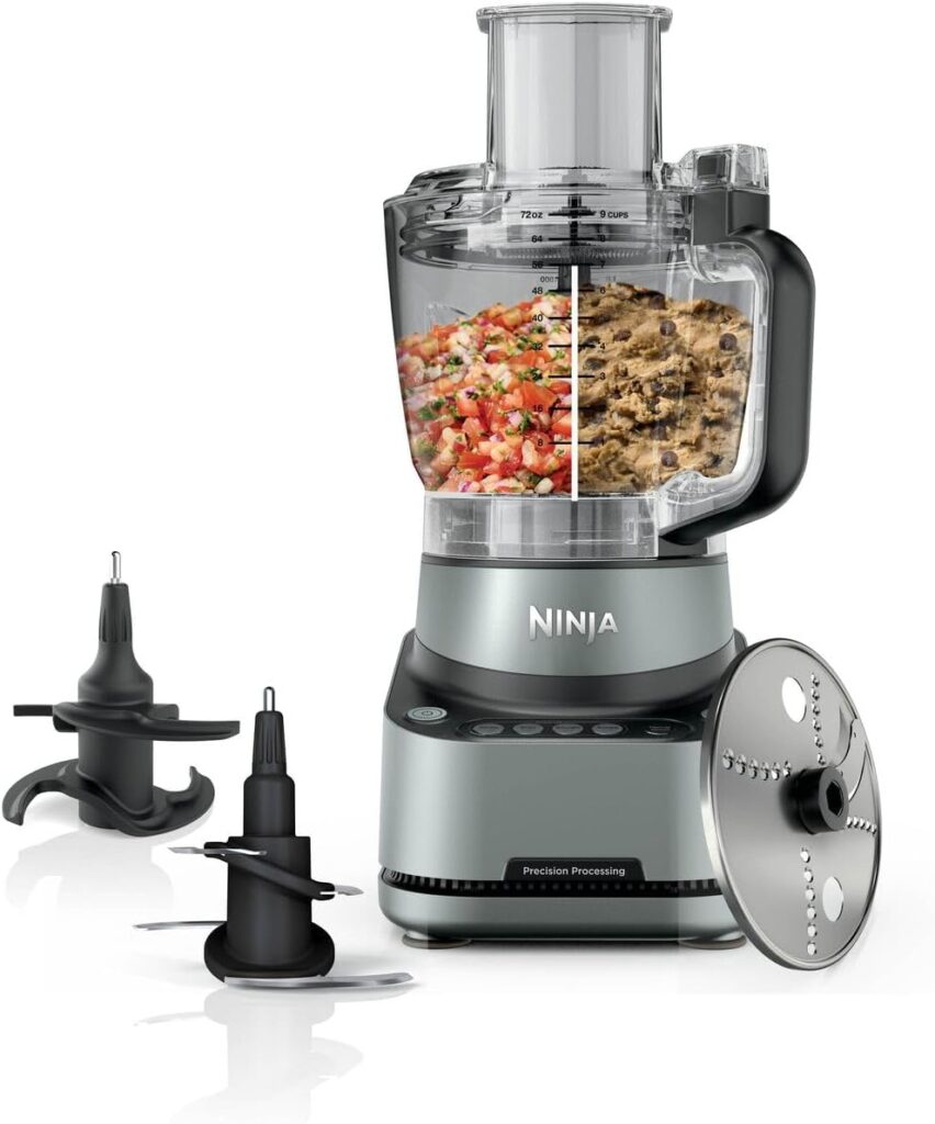 Ninja PrecisionPro 2.1L : robot culinaire avec 4 presets pour pâte à pizza et légumes.