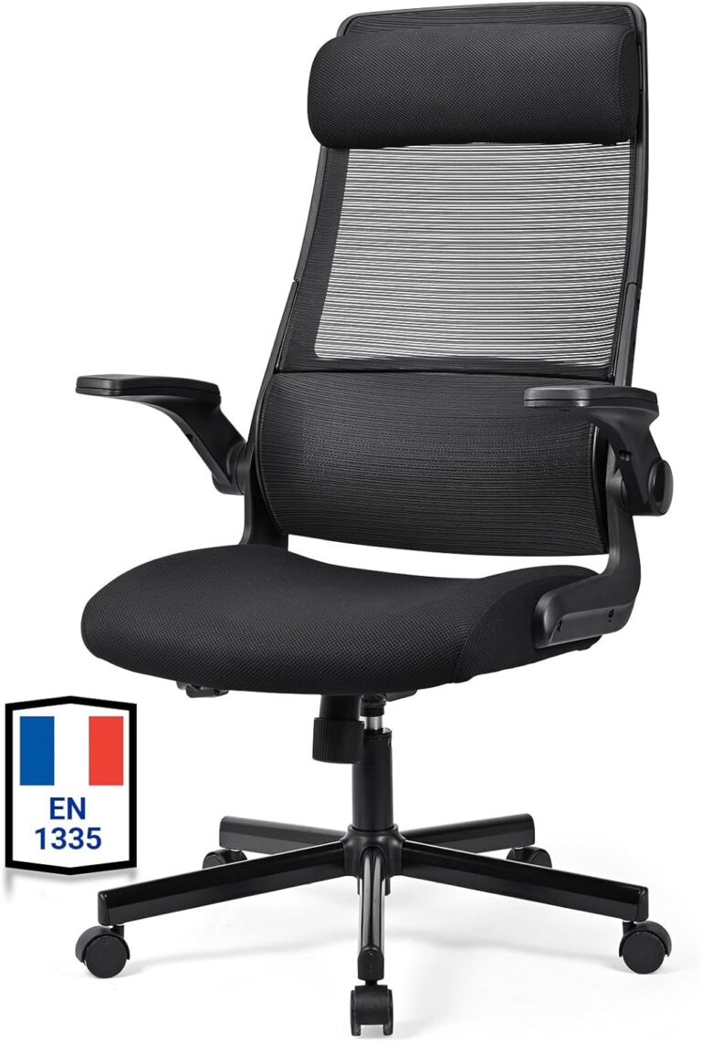 MELOKEA Chair : Bureau avec accoudoirs pliables et soutien lombaire ergonomique
