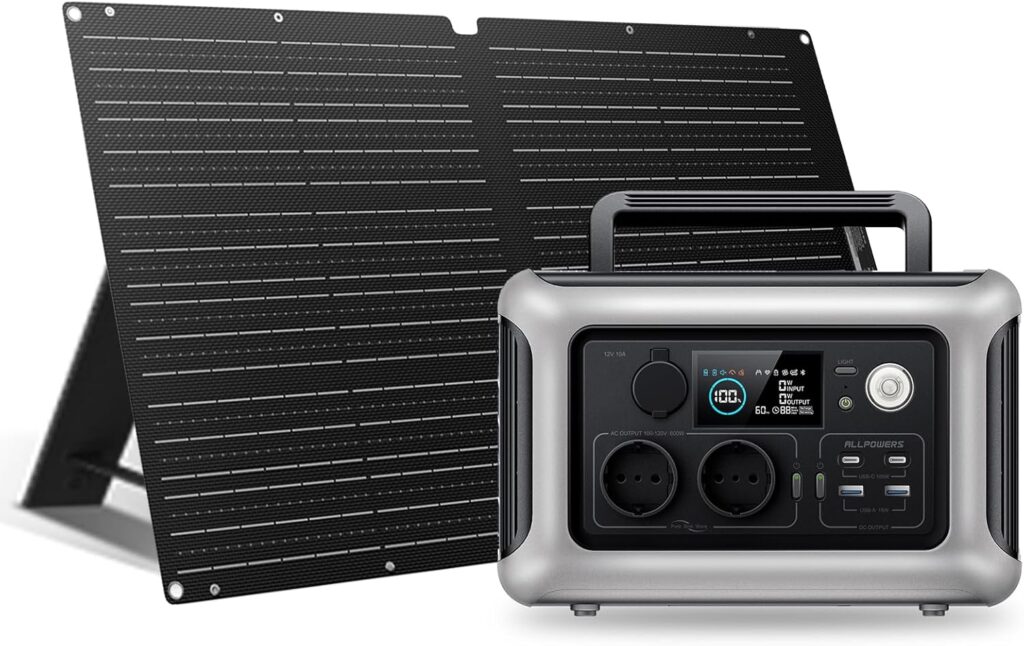 ALLPOWERS R600 : Station d’énergie portable 299Wh avec panneau solaire 100W pour le camping.