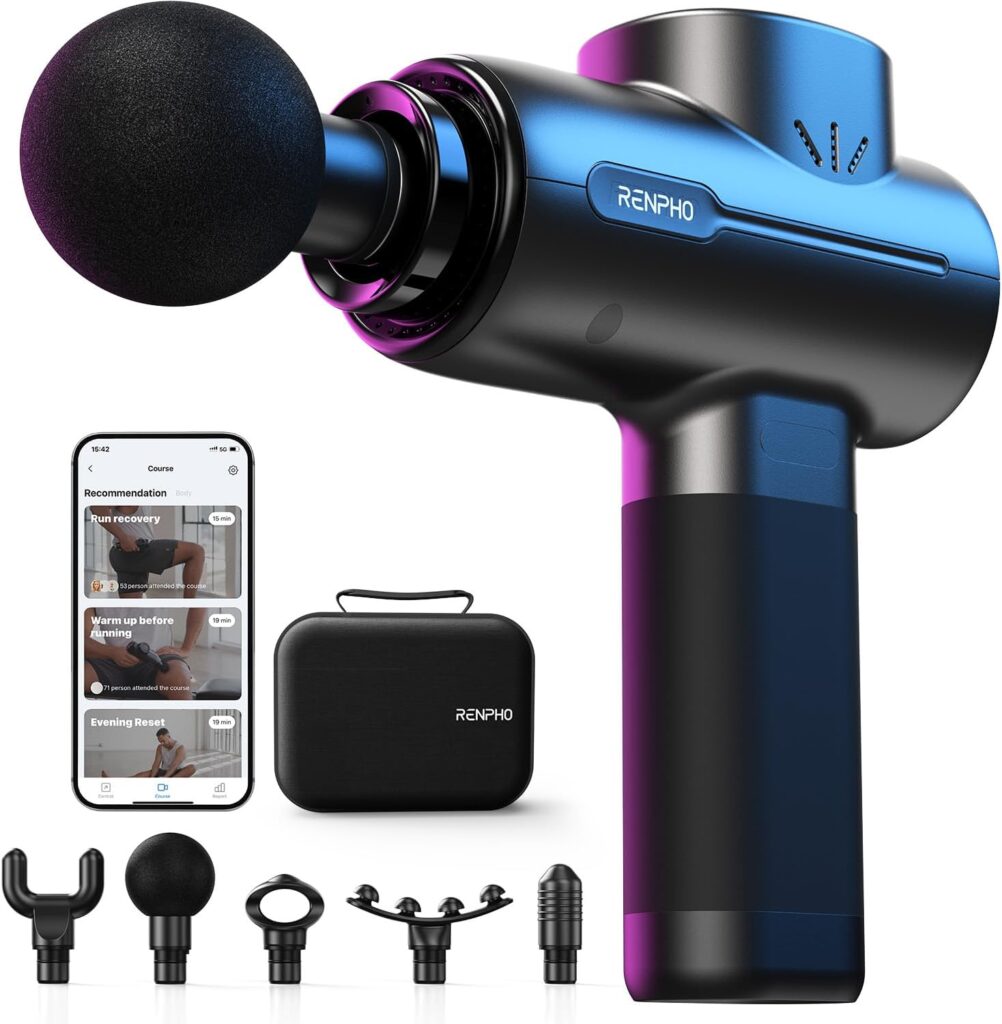 RENPHO lance un pistolet de massage connecté avec Bluetooth et tutoriel intégré.