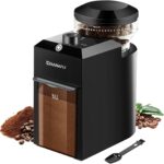KIRAINAFLY présente un moulin à café électrique réglable avec 28 niveaux de mouture pour 12 tasses.
