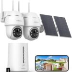 Cooau 4 MP Caméra de Surveillance Extérieure WiFi avec Stockage Local et Panneau Solaire
