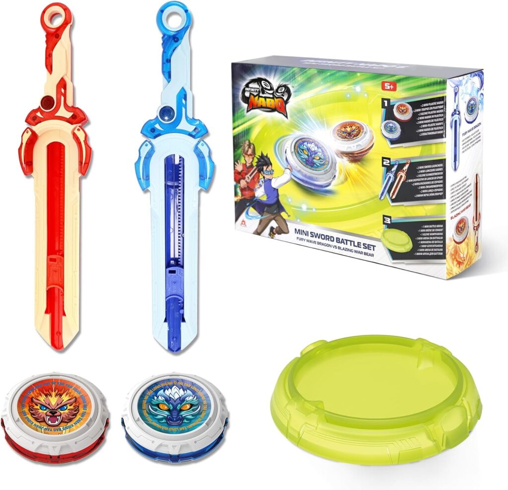 Infinity NADO : ensemble de toupies de combat pour enfants avec arène modulaire et lanceurs.