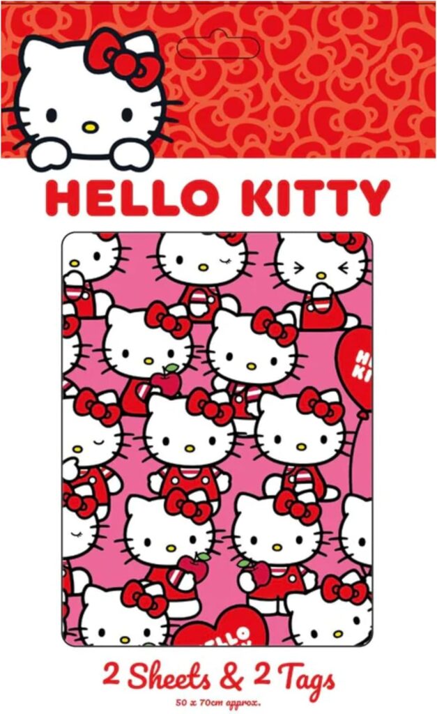 Danilo Promotions LTD présente un emballage cadeau Hello Kitty avec 2 feuilles et 2 étiquettes.