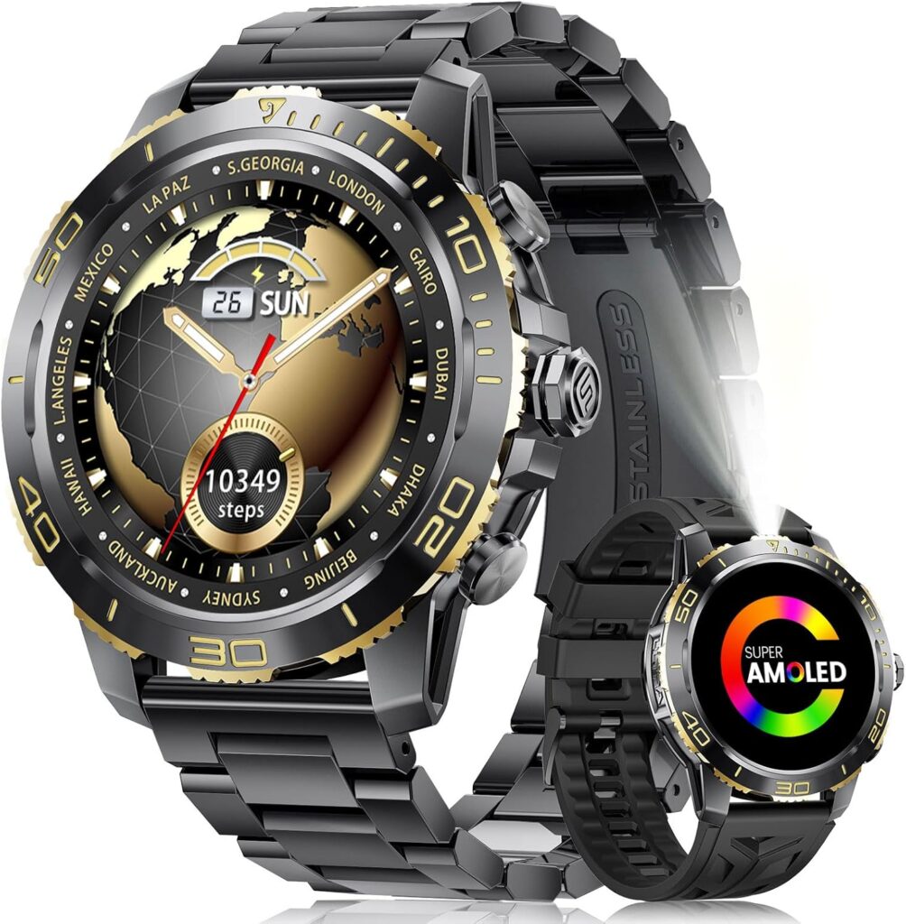 Montre connectée avec écran AMOLED de 1,43 pouces et 200+ modes sportifs, étanche IP68