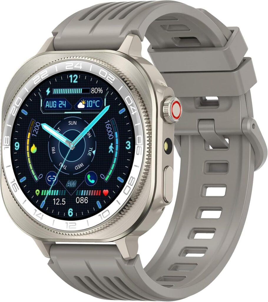 Soudorv présente une montre connectée militaire avec lampe LED, gris, pour les utilisateurs actifs.