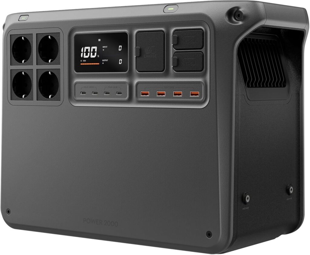 DJI Power 2000 : Station d’énergie portable 2048Wh pour camping et maisons, 3000W de sortie.