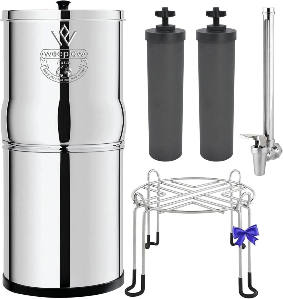 Système de filtration d’eau Weeplow Earth Gravity de 8,5L en inox AISI 304, incluant deux éléments O’Pure.