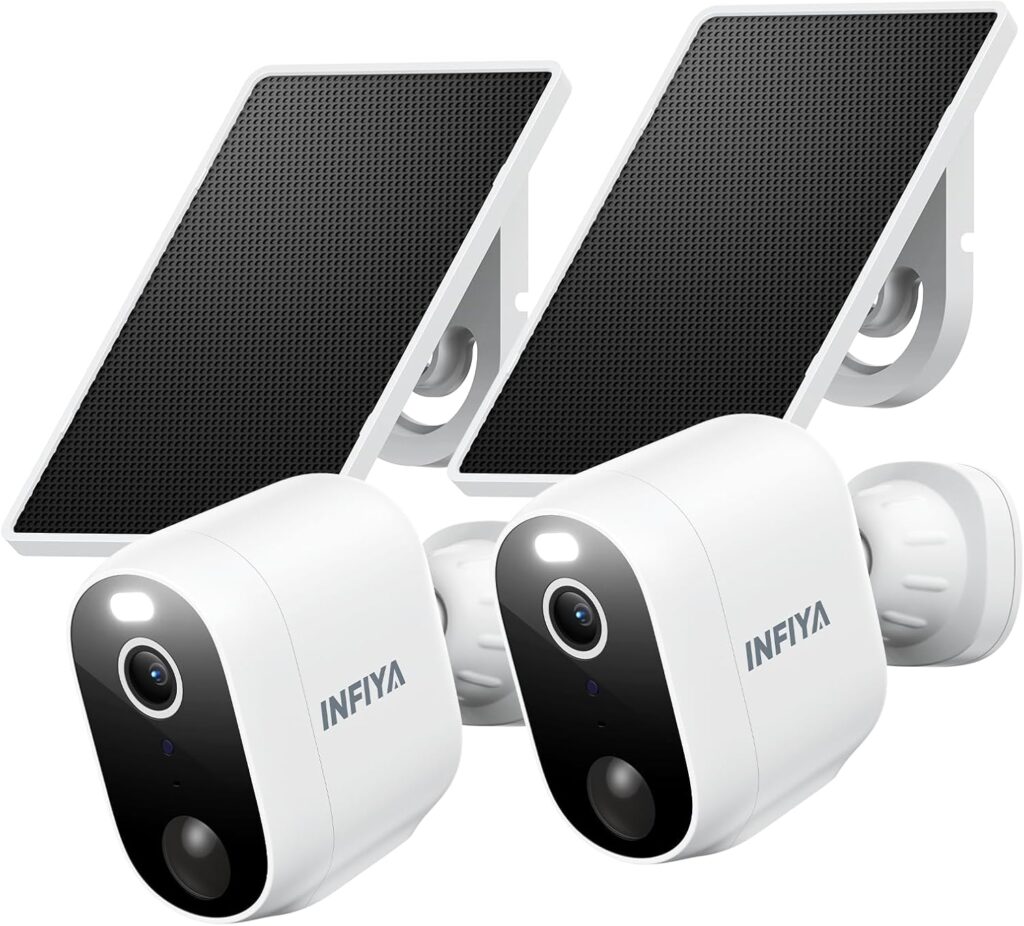 INFIYA 2K Caméra de surveillance extérieure sans fil : détection humaine et vision nocturne.