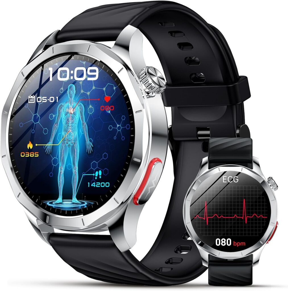 Nouveau smart watch pour hommes avec ECG, débit cardiaque et fonction SOS, compatible Android/iOS.