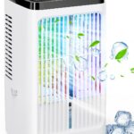 Climatiseur mobile avec réservoir de 1200 ml, oscillation à 90°, 4 vitesses et modes brumisation.