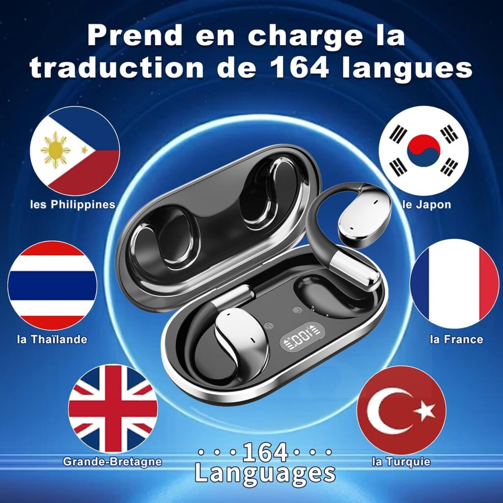 AI Earphone Instant Voice Translator : 198 langues et 7 modes de traduction pour les professionnels
