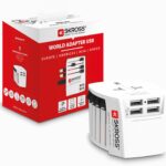 Adaptateur de voyage SKROSS 1.302961 avec ports USB pour les enfants, sécurité et compatibilité 100-250 V.