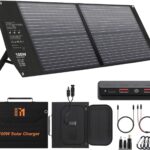 Panneau solaire portable 100W avec charge rapide, idéal pour le camping et l&rsquo;utilisation hors réseau.