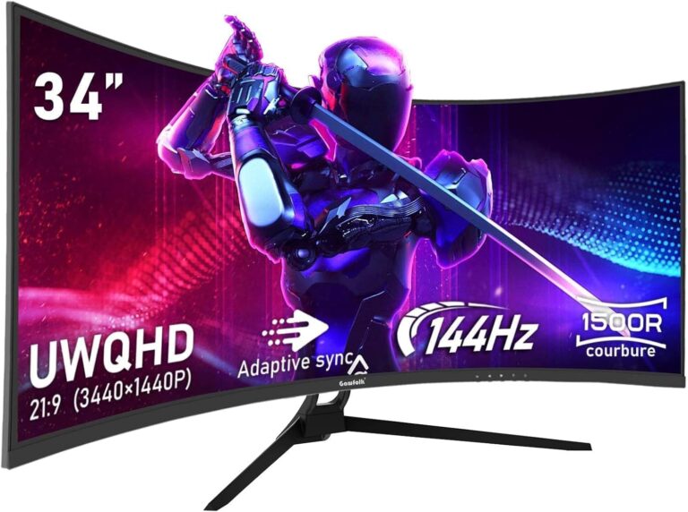 Gawfolk présente un moniteur gaming incurvé 34 pouces 144Hz avec résolution UWQHD et Adaptive Sync