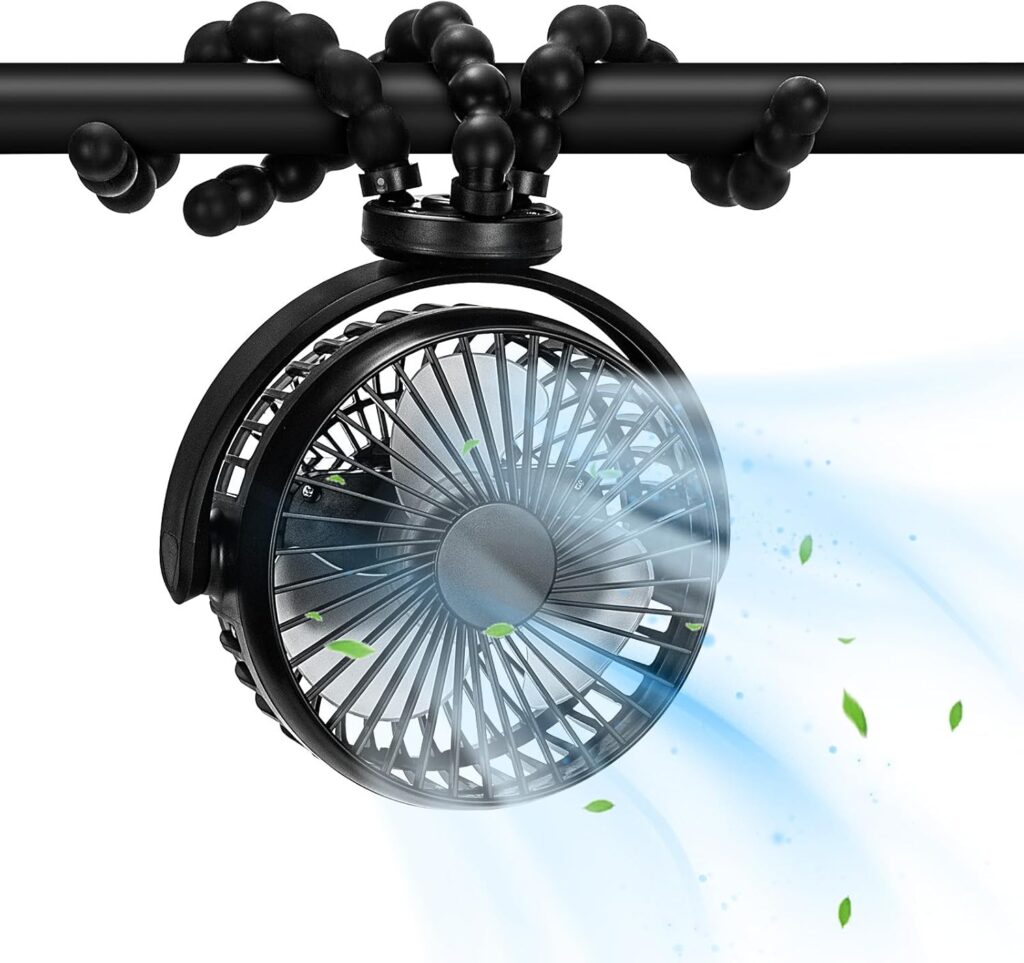 PaPaFboy BeBe Stroller Fan : Ventilateur portable rechargeable adapté aux poussettes et voitures.