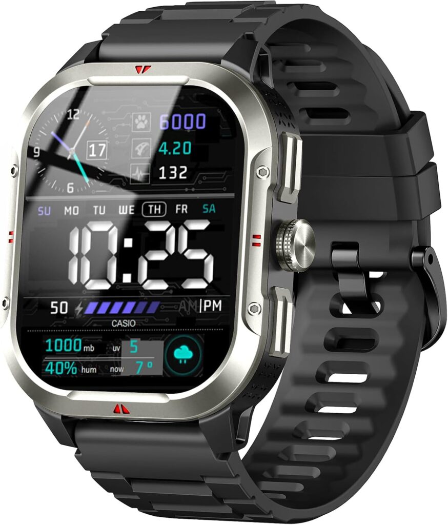 Jugeman Military Smart Watch : GPS intégré, suivi santé et 110+ sports, étanchéité IP68.