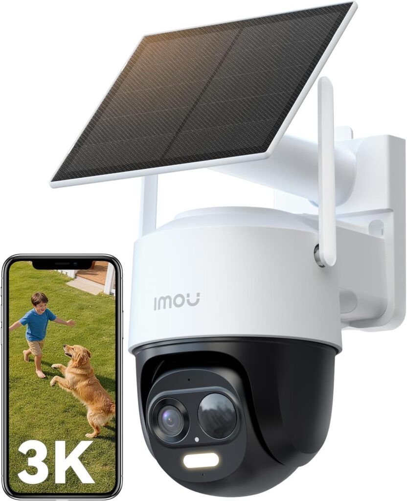 Imou 3K Caméra de Surveillance Solaire : Détection de Personnes et Véhicules, Vision Nocturne
