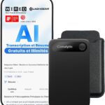 Enregistreur vocal AI Comulytic Note Pro : transcription illimitée en 113 langues pour conférences et réunions.