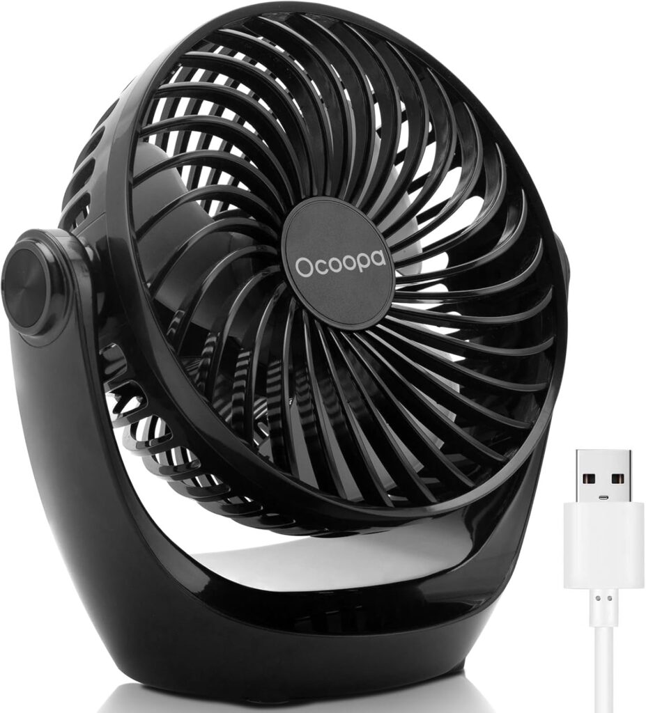 OCOOPA Desk Fan : petit ventilateur silencieux à vitesse réglable et rotation 360° pour bureau