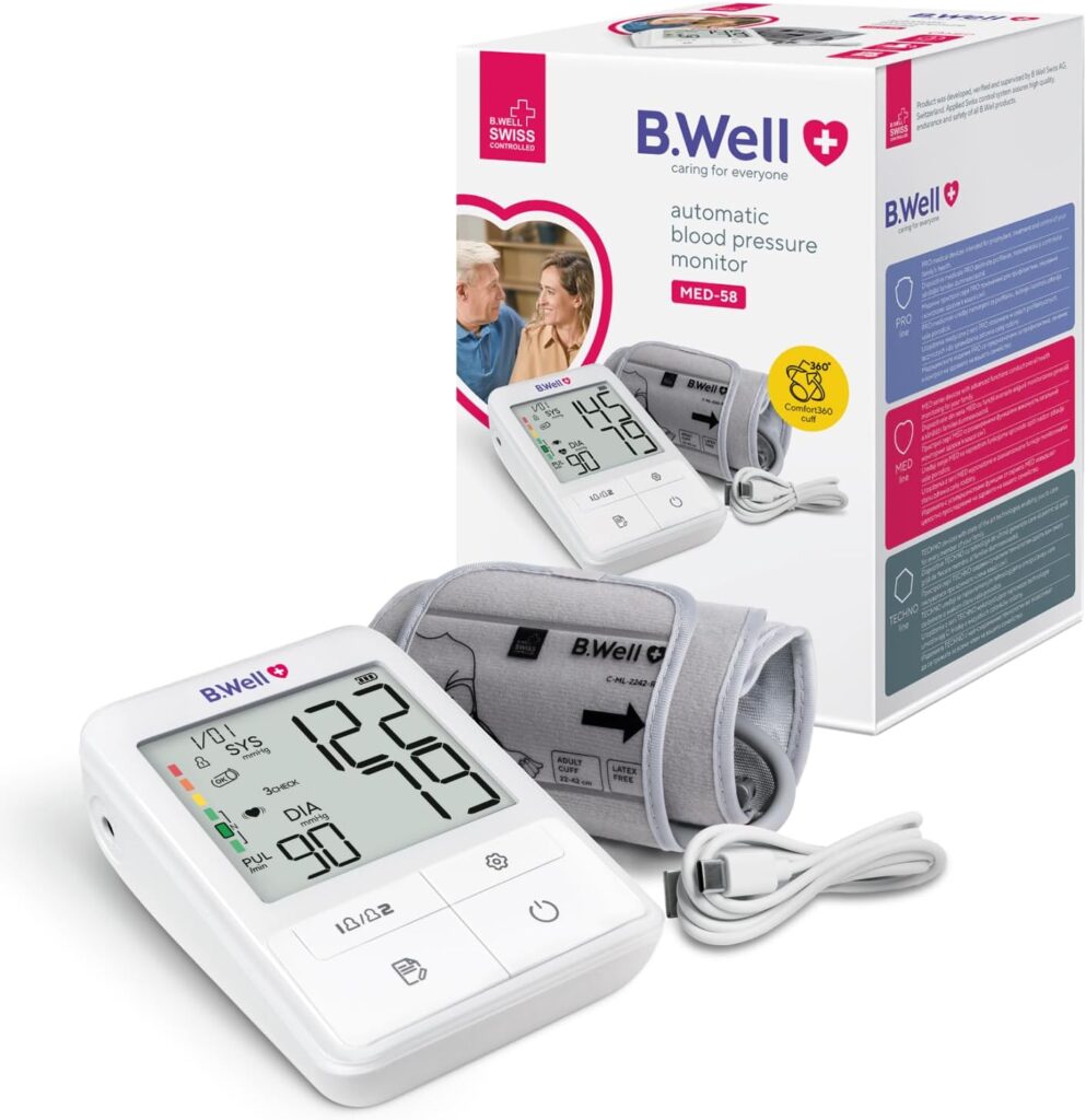 B.Well MED-58 : Moniteur de pression sanguine avec technologie de mesure triple et indicateur de position