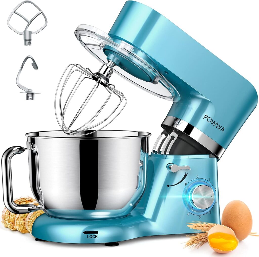 Mixer de cuisine professionnel silencieux de 1500 W avec bol de 6,2 L disponible en bleu.