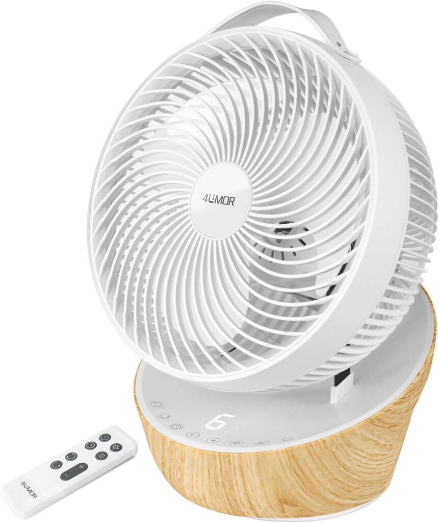 Ventilateur 4UMOR Ultra Silencieux 20dB avec Télécommande et Oscillation 3D pour Bureau ou Chambre