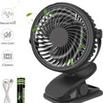 Mini USB Quiet Fan avec clip : Ventilateur portable rechargeable de 3000mAh pour bureau et voyage